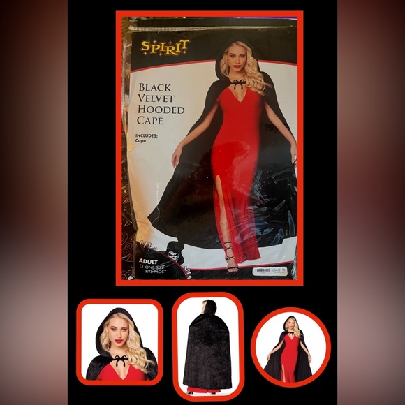 🆕 Spirit Black Velvet Hooded Cape - Picture 1 of 17